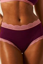 High Rise Knicker - Black Cherry & Dusky Pink