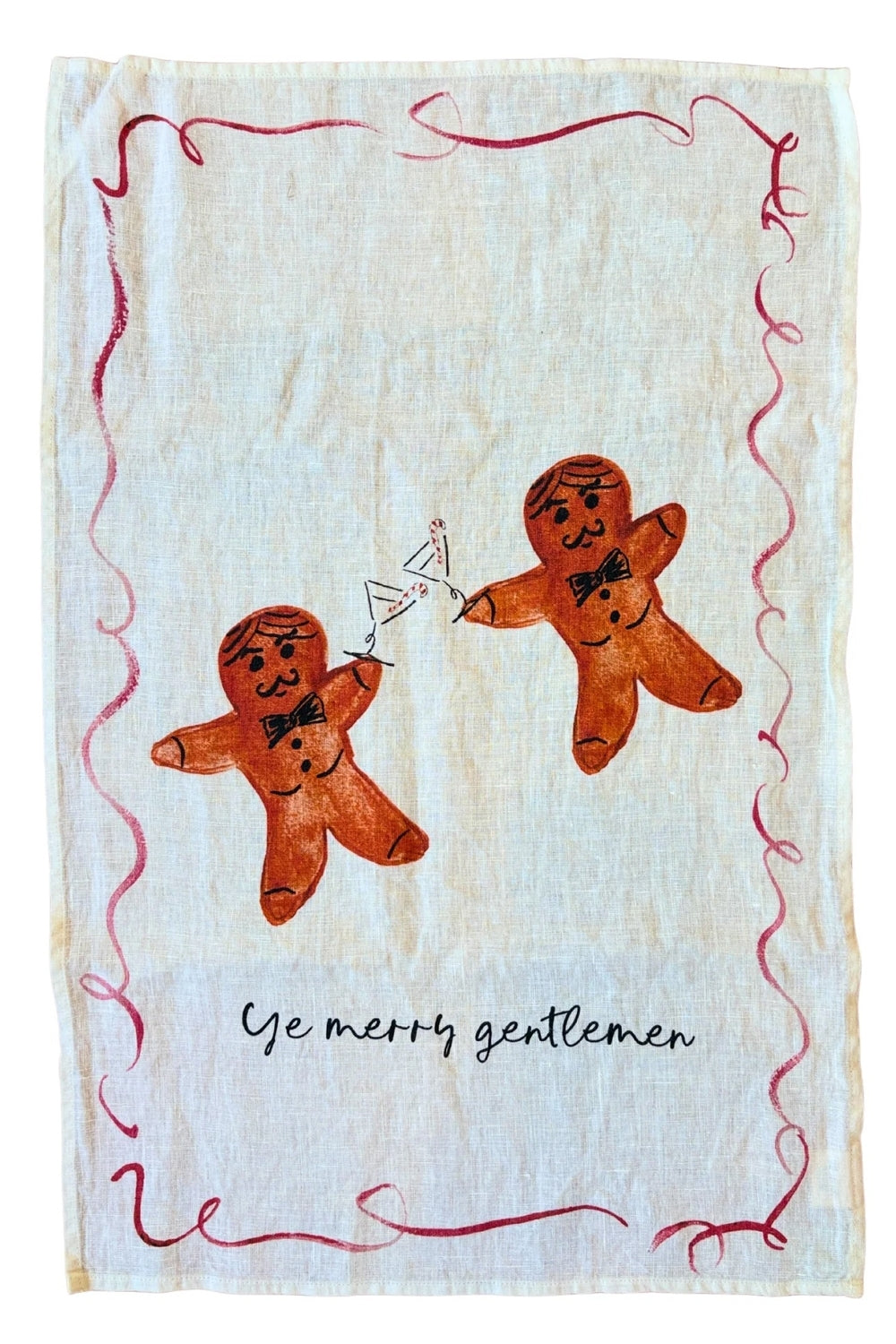 Merry Gentlemen Gingerbread Martini Teatowel
