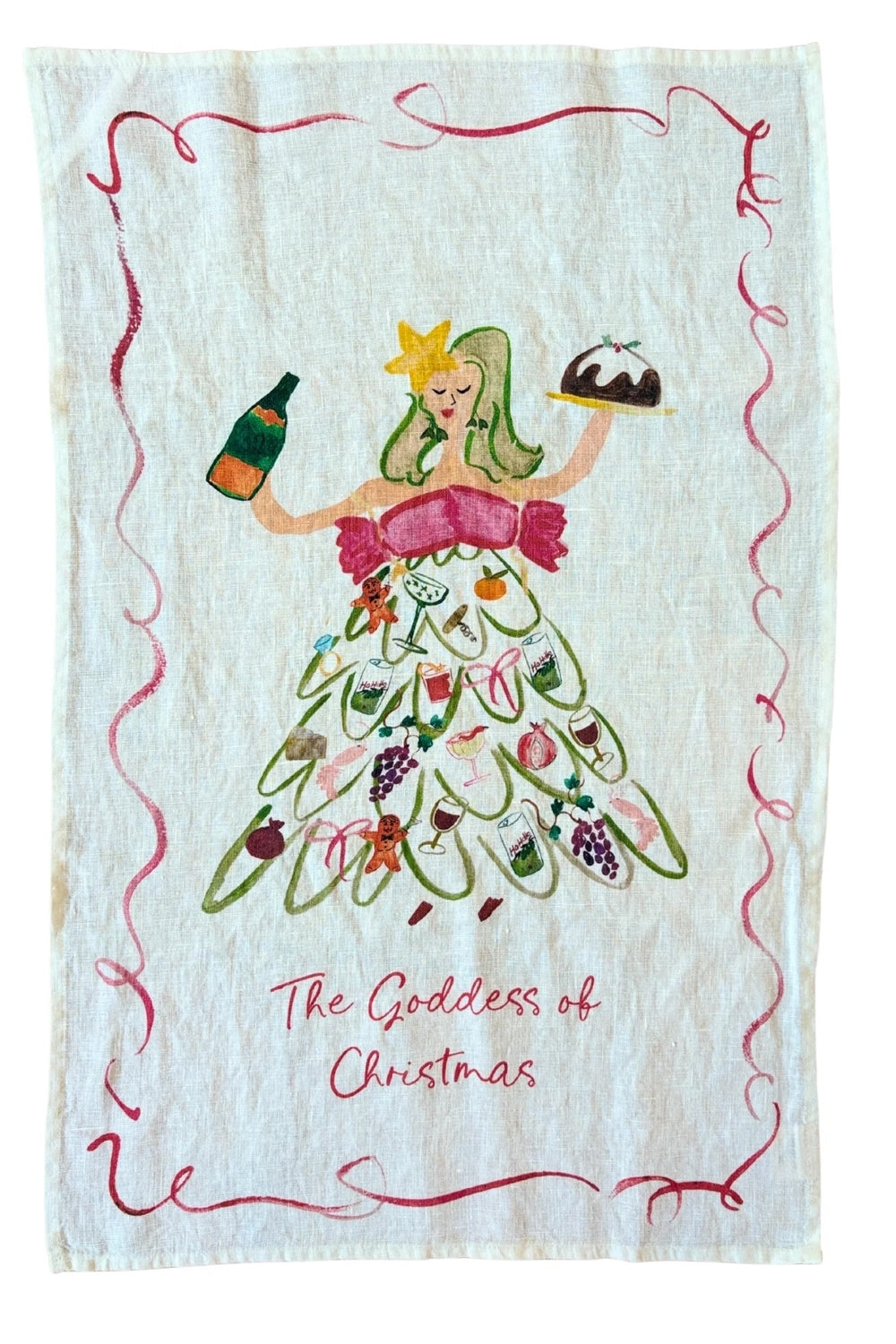 The Goddess of Christmas Linen Teatowel