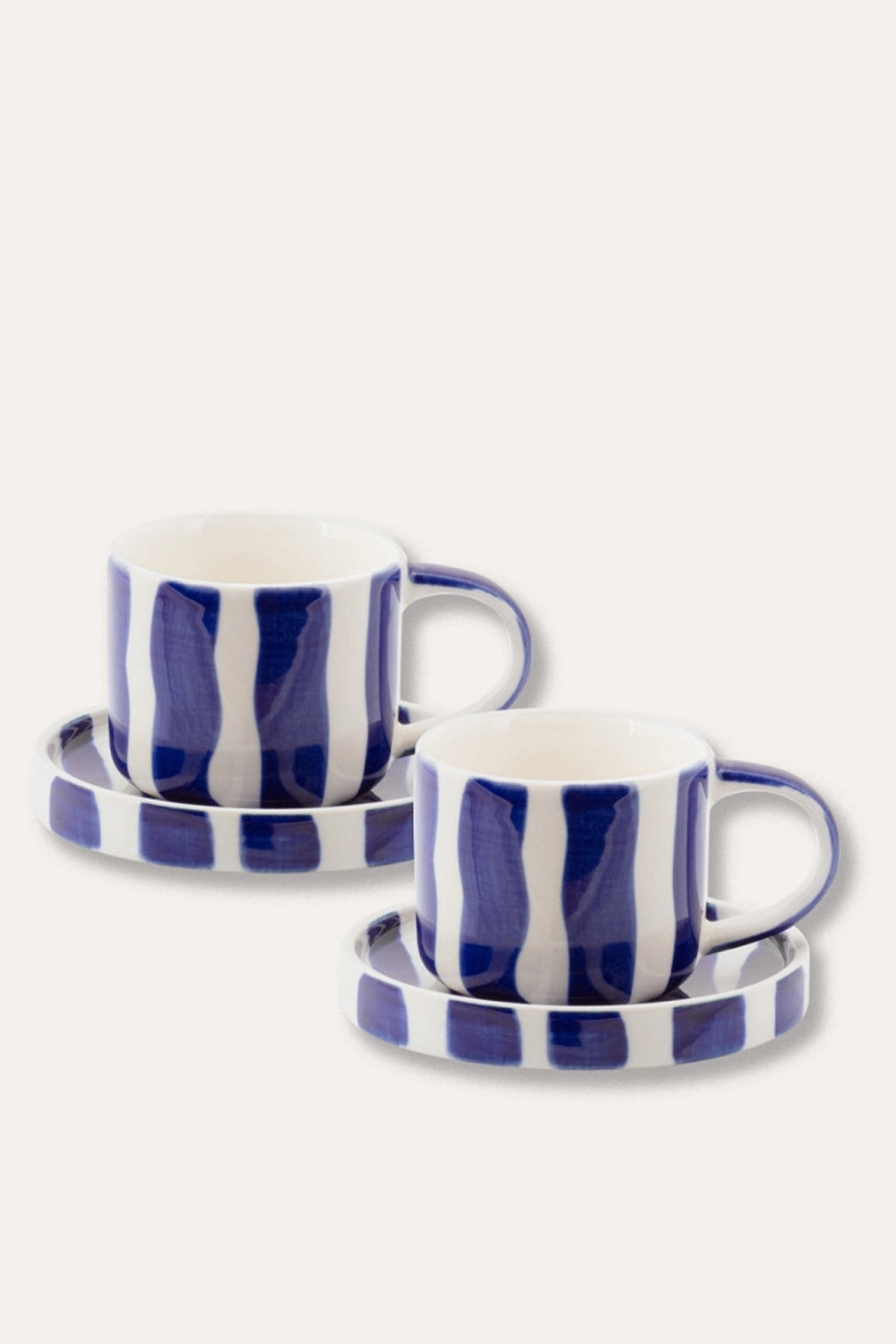 Espresso Cups Set of 2 in Sea Blue Stripes