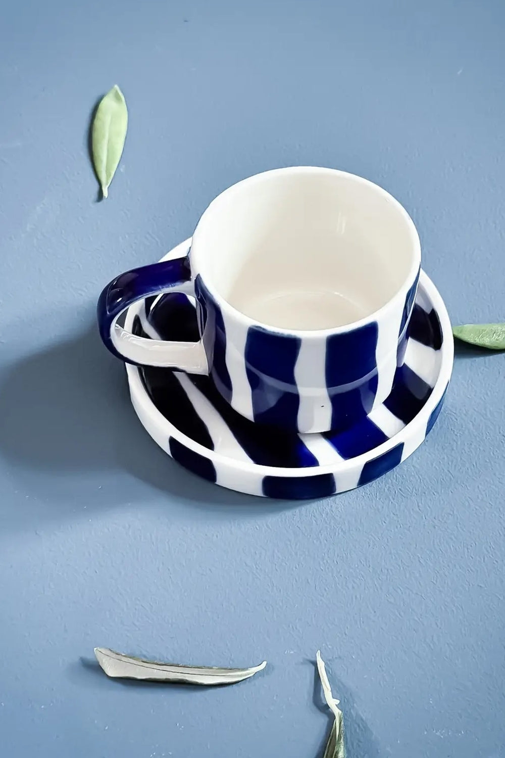 Espresso Cups Set of 2 in Sea Blue Stripes