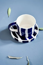 Espresso Cups Set of 2 in Sea Blue Stripes