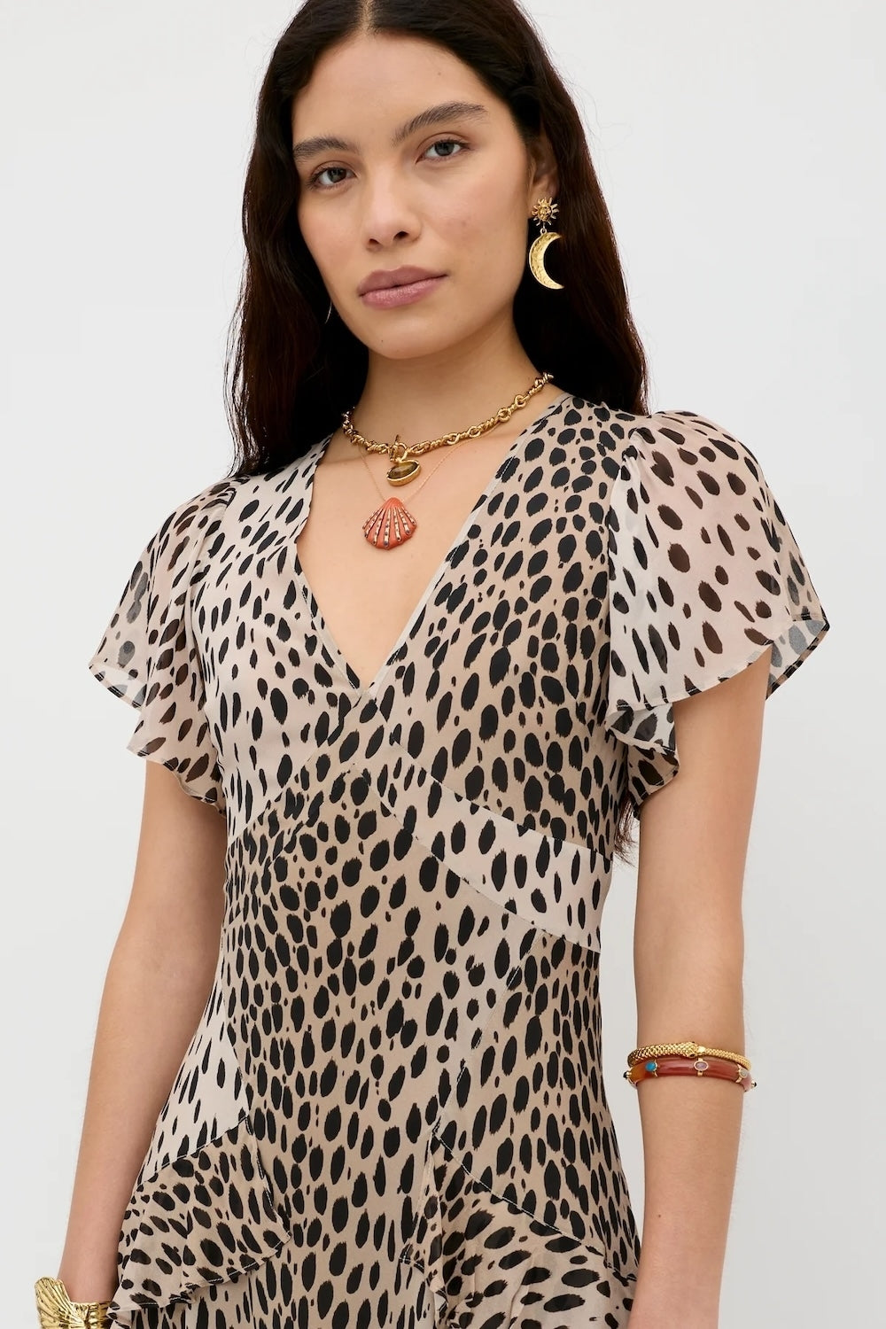 Evie Dress in Antelope Spot Black