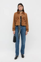 Dionne Jacket in Retro Daisy Applique Tan