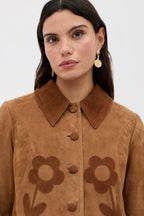 Dionne Jacket in Retro Daisy Applique Tan