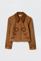 Dionne Jacket in Retro Daisy Applique Tan