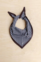 Merino Wool Triangle Scarf in Blue and Brown Stripe