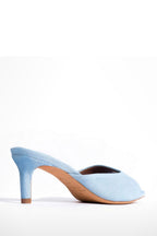 Mazy 55 Calf Suede Heels in Porcelain Blue