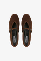 Lova Mary Jane Flats in Chocolate Suede