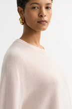 Boyfriend Crew Neck Cashmere Sweater in Powder