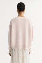 Boyfriend Crew Neck Cashmere Sweater in Powder