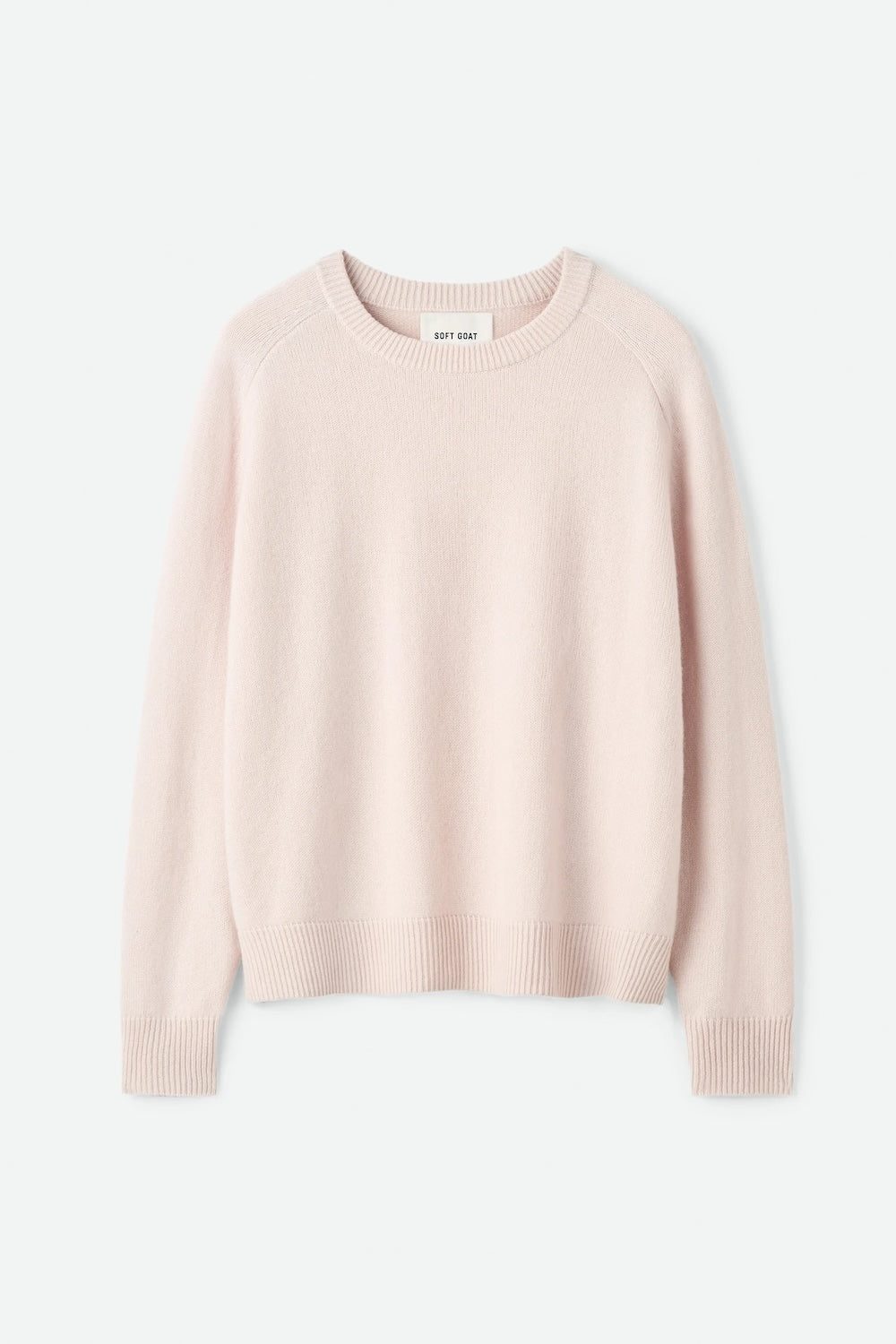 Boyfriend Crew Neck Cashmere Sweater in Powder