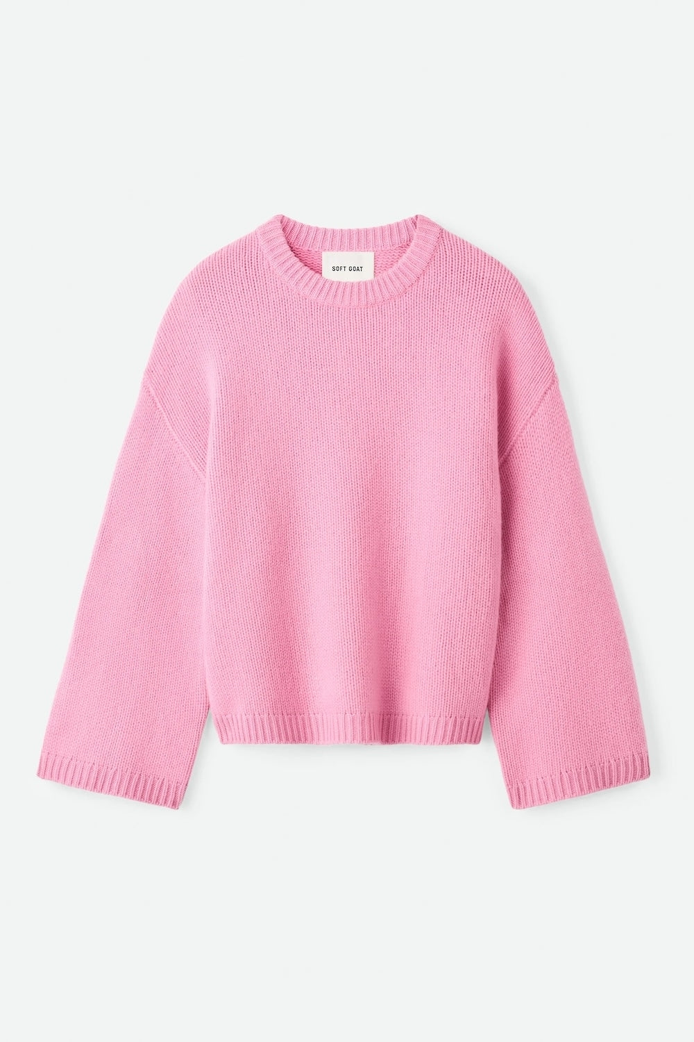 Soft Goat Chunky Crew Neck Cashmere Sweater in Pink