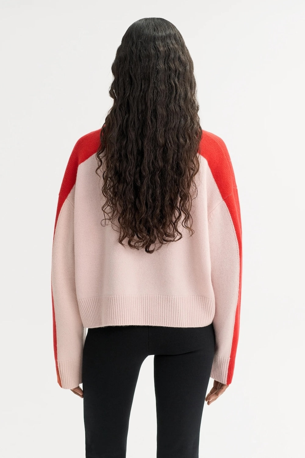 Colour Block Cashmere Polo Shirt in Powder