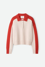 Colour Block Cashmere Polo Shirt in Powder