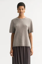 Oversized Knitted Cashmere T-Shirt in Greige