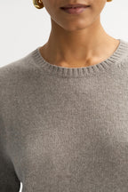 Oversized Knitted Cashmere T-Shirt in Greige