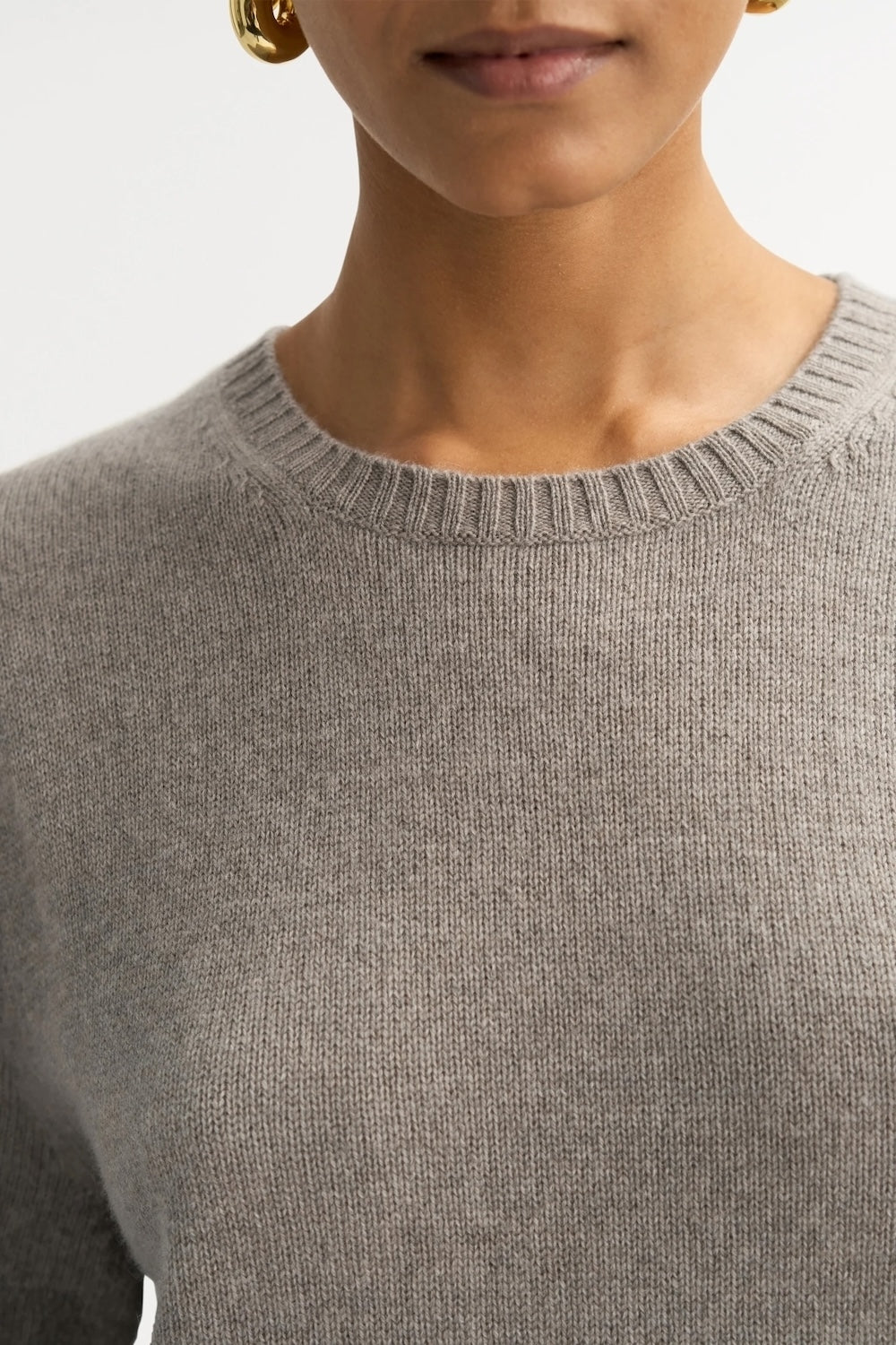 Oversized Knitted Cashmere T-Shirt in Greige