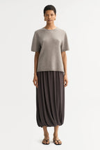 Oversized Knitted Cashmere T-Shirt in Greige