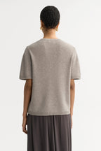 Oversized Knitted Cashmere T-Shirt in Greige