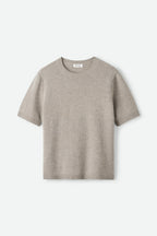 Oversized Knitted Cashmere T-Shirt in Greige