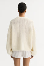 Silk Knit Cardigan in Feather White