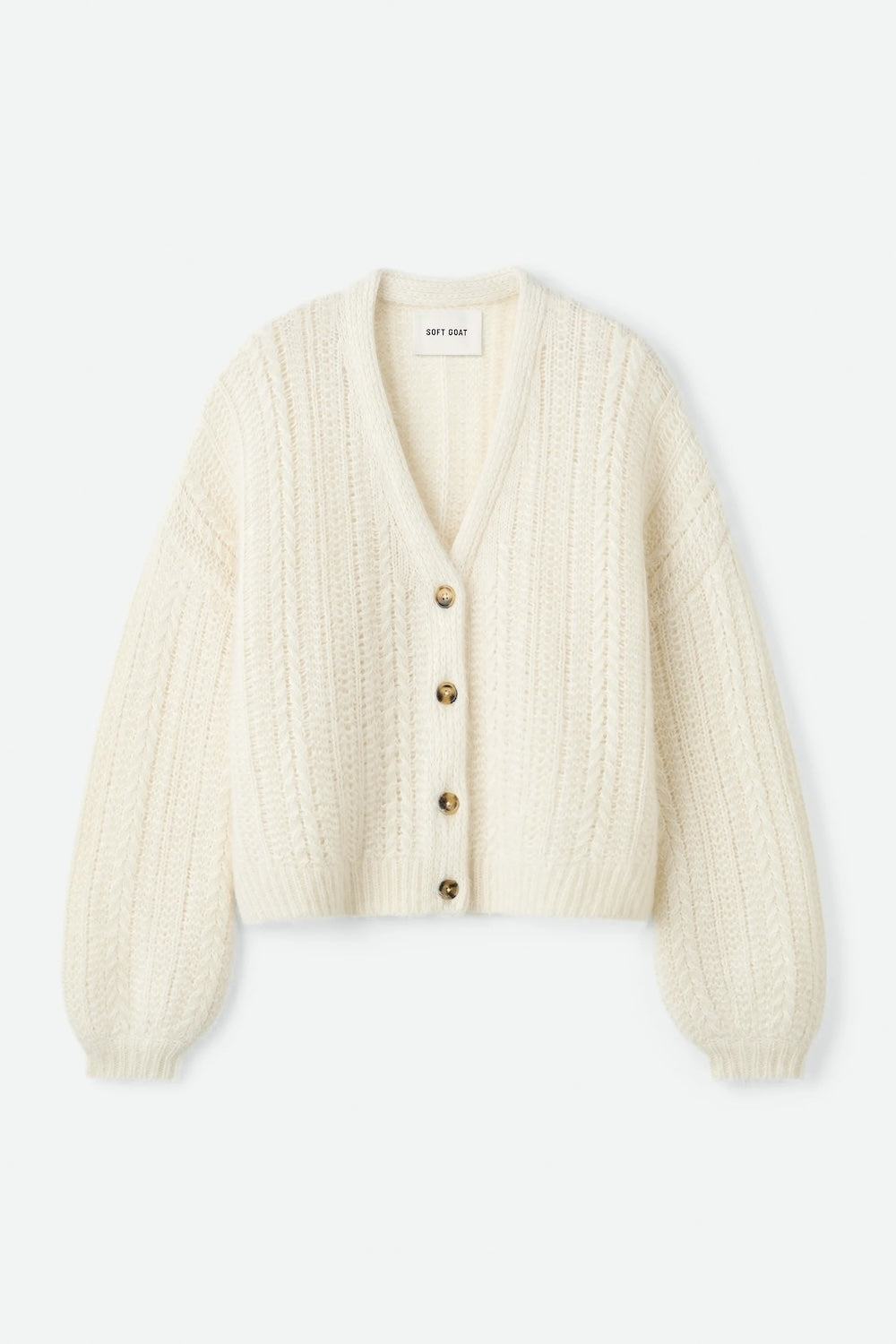 Silk Knit Cardigan in Feather White