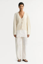 V-Neck Cashmere Cardigan in Feather White