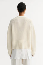 V-Neck Cashmere Cardigan in Feather White