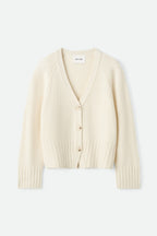 V-Neck Cashmere Cardigan in Feather White