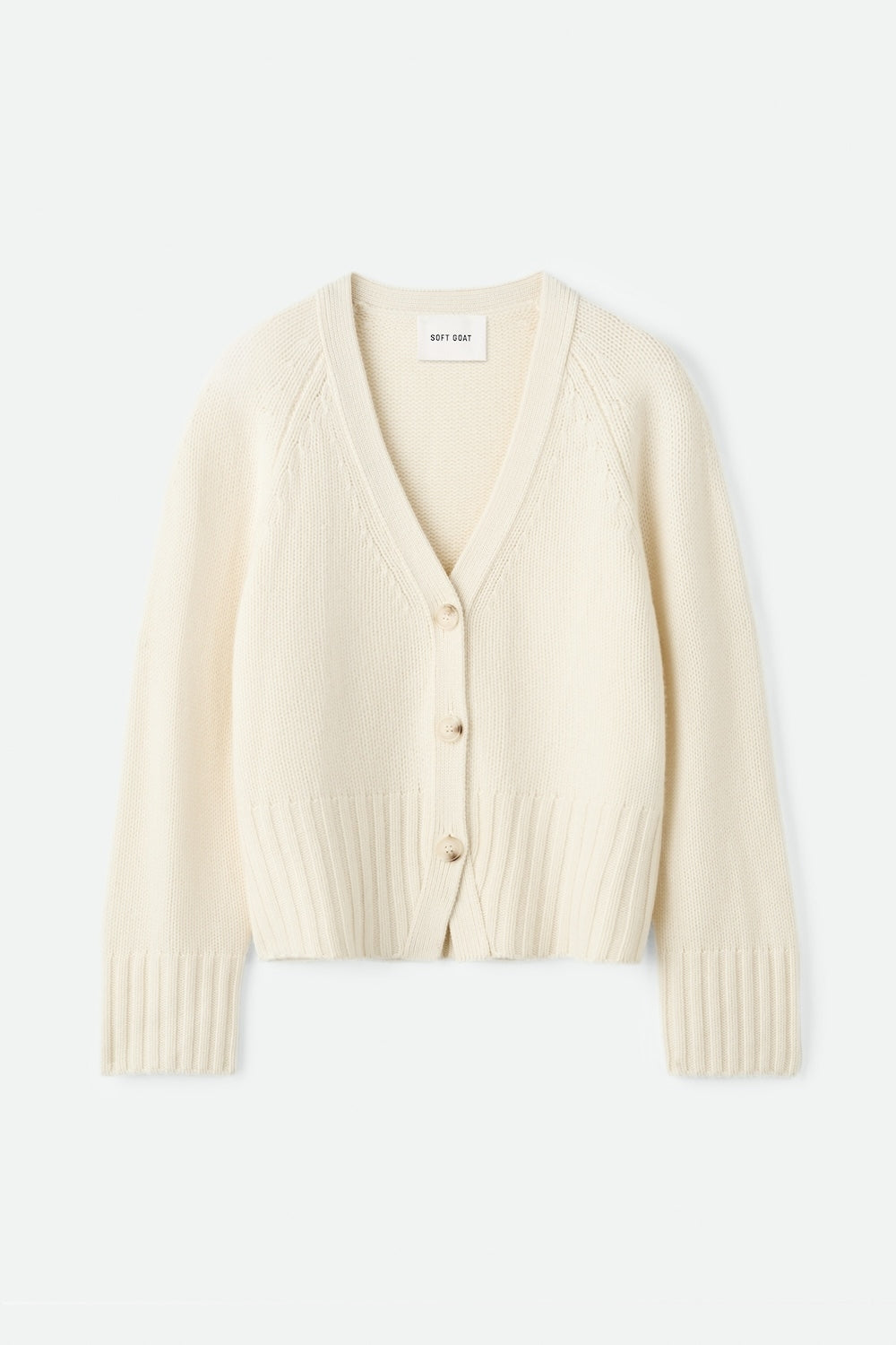 V-Neck Cashmere Cardigan in Feather White