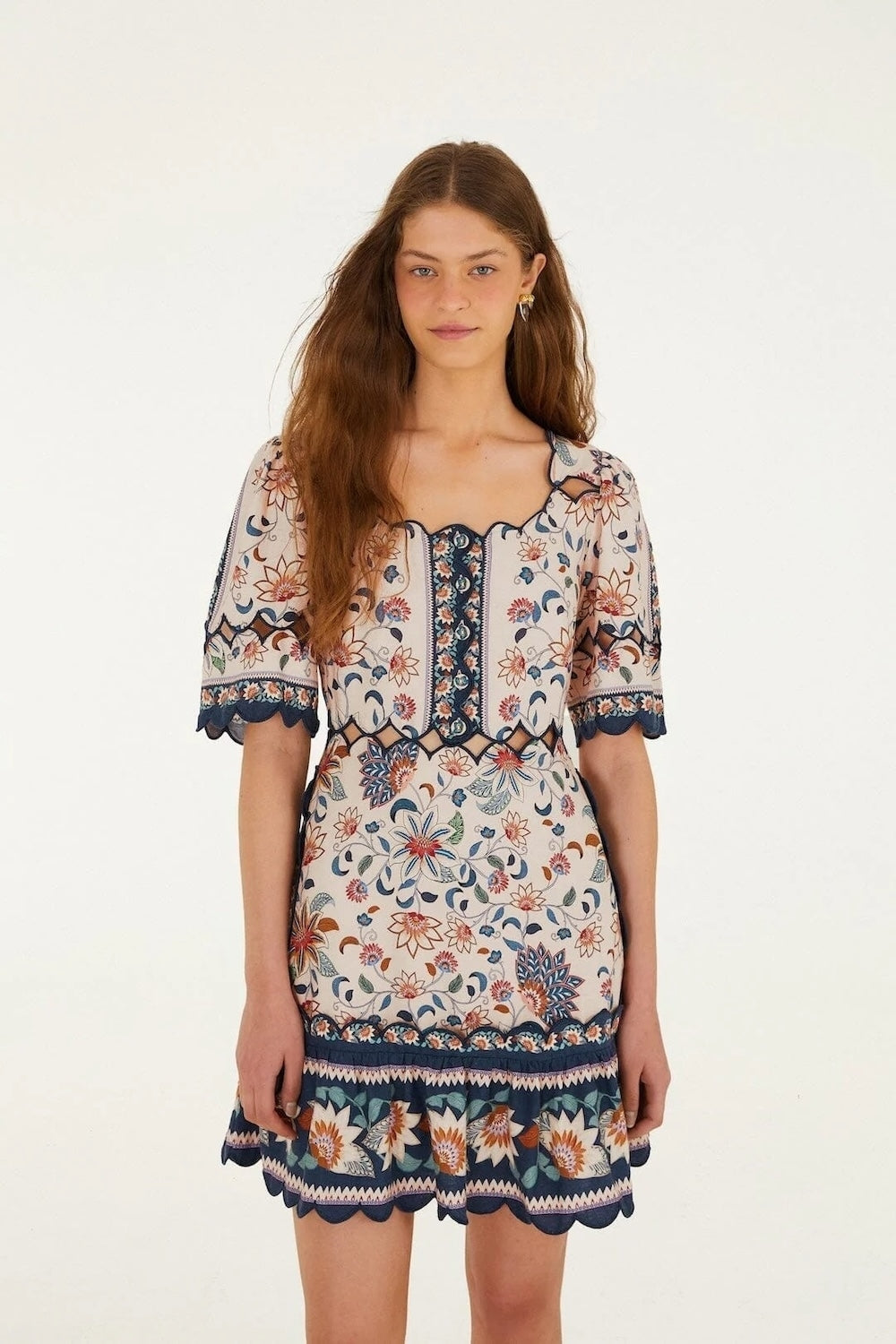 Light Pink Floral Delhi Tapestry Mini Dress