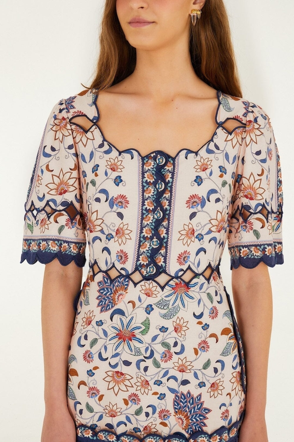 Light Pink Floral Delhi Tapestry Mini Dress