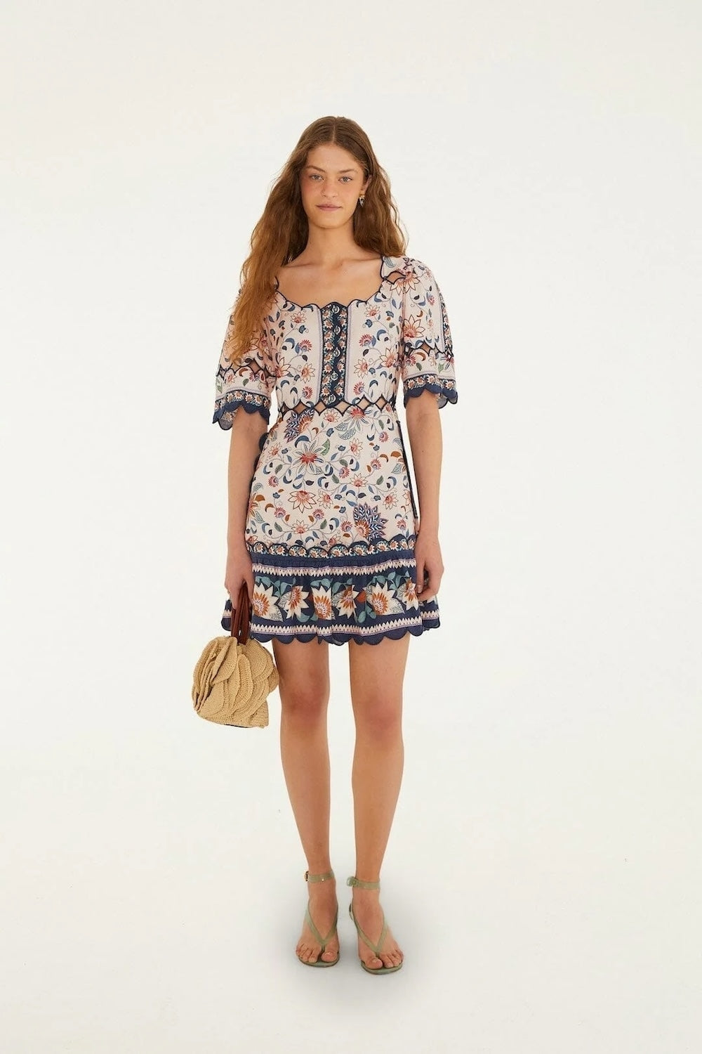 Light Pink Floral Delhi Tapestry Mini Dress