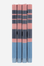Classic Striped Dinner Candles 4 Pack - Old Rose, Indigo, Pompadour