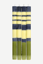 Classic Striped Dinner Candles 4 Pack - Olive, Indigo, Jasmine