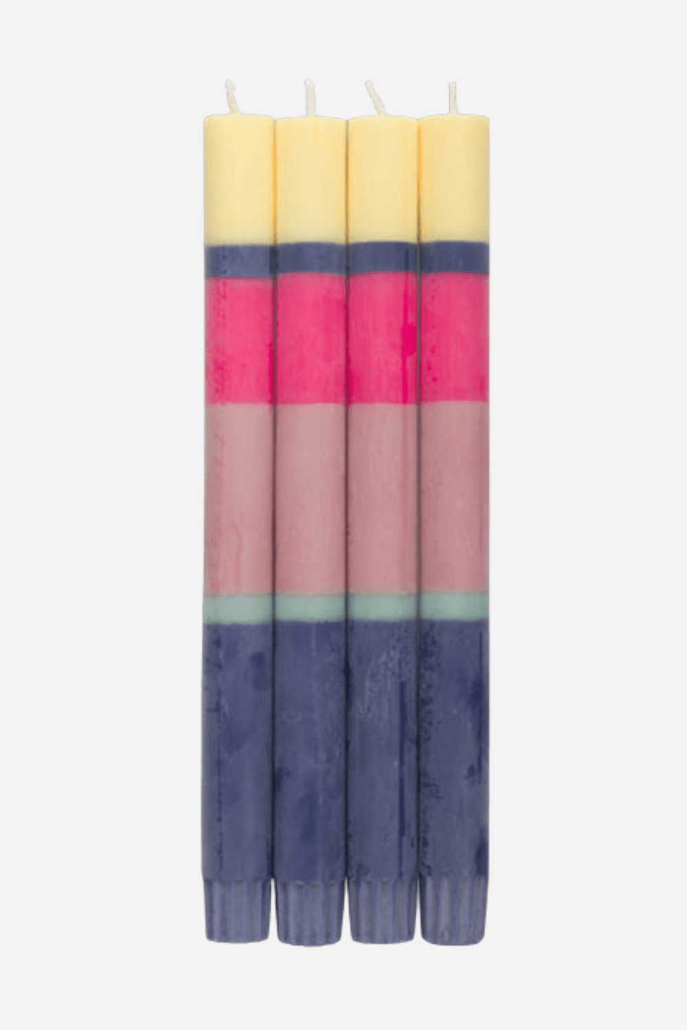 Classic Striped Dinner Candles 4 Pack - Opaline, Neyron, Rose & Midnight