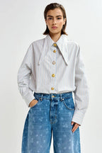 Jomato Pointy Collar Shirt in Nile Blue