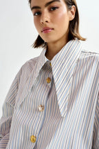Jomato Pointy Collar Shirt in Nile Blue