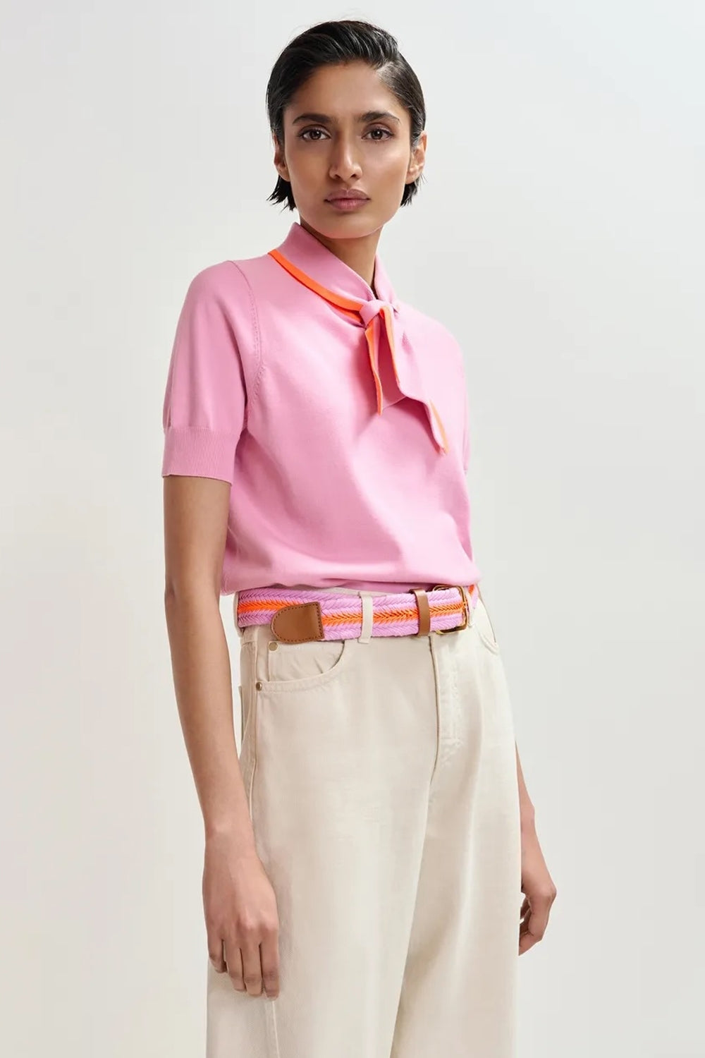 Jonda Polo Shirt in Orange and Pink