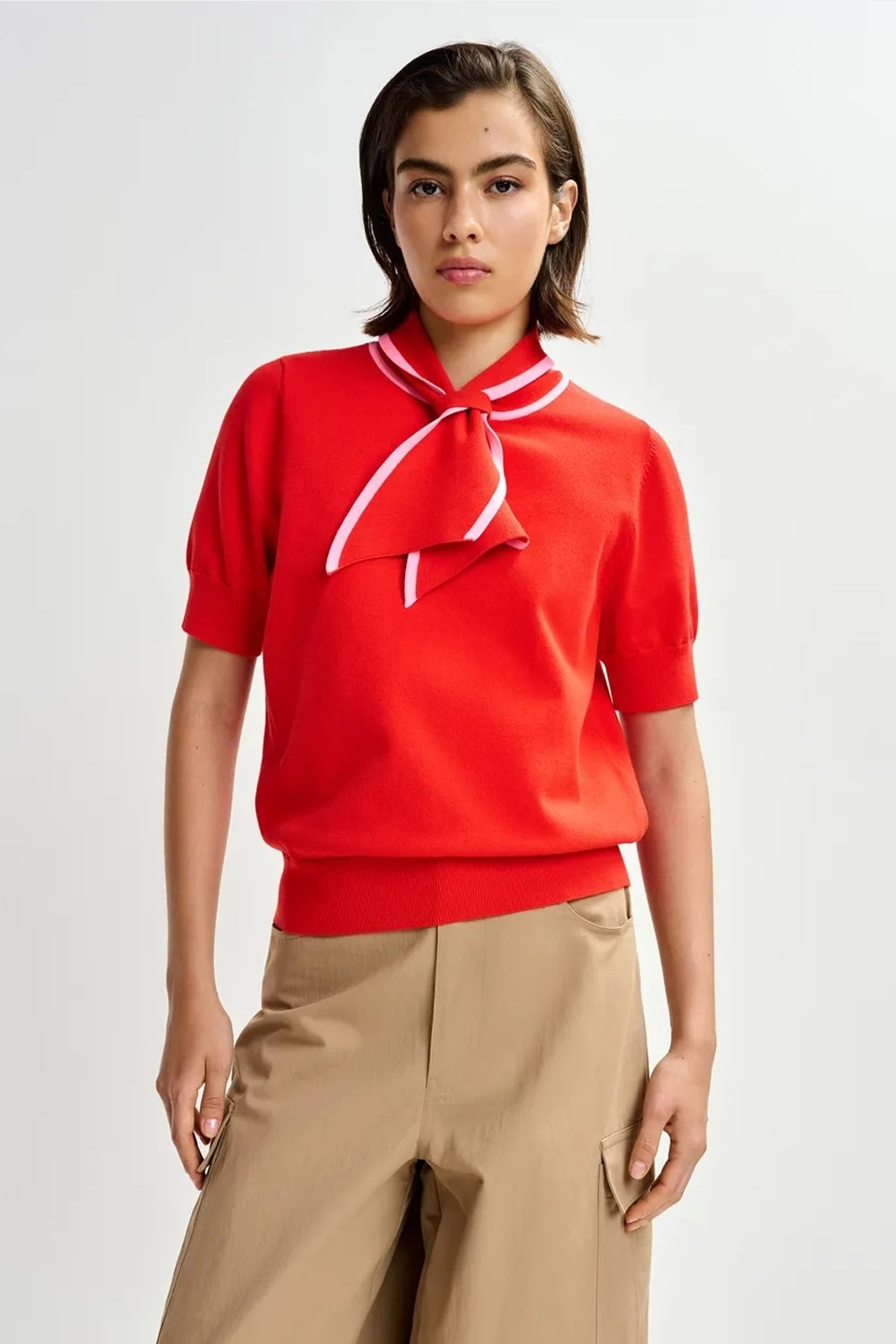 Jonda Polo Shirt in Light Pink and Red