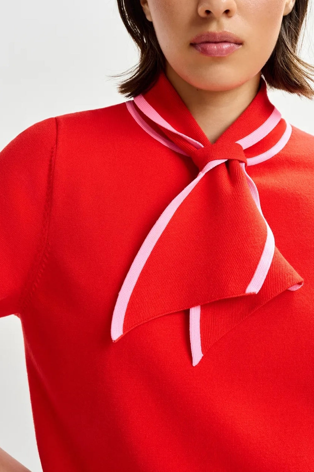 Jonda Polo Shirt in Light Pink and Red