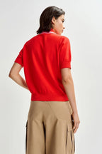 Jonda Polo Shirt in Light Pink and Red