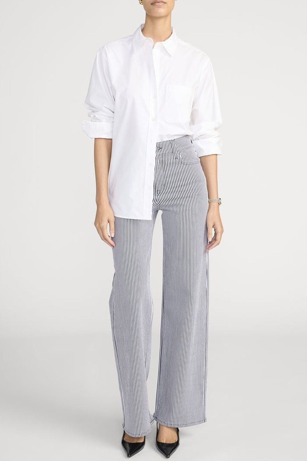 Le Slim Palazzo in Navy Stripe