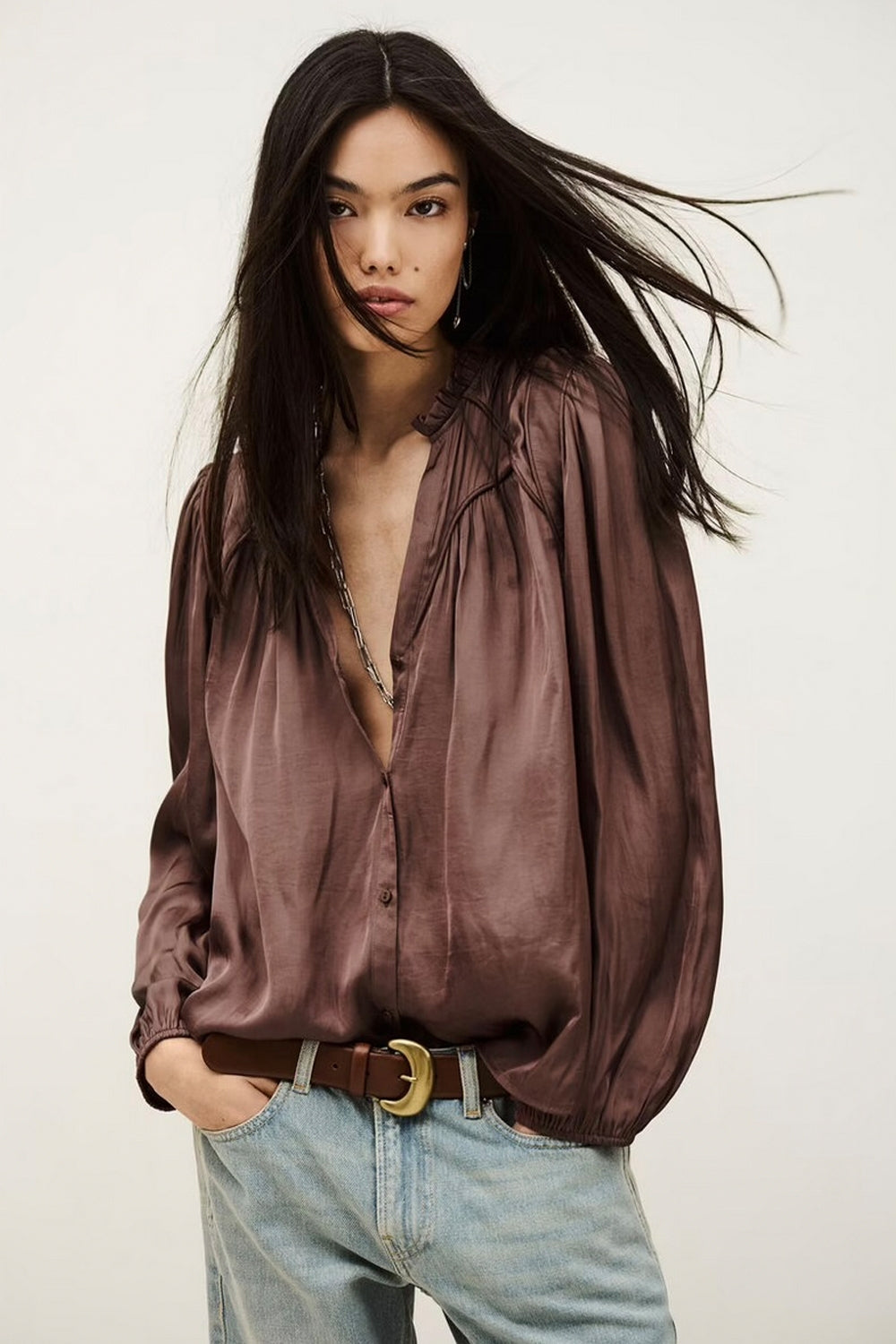 Cesira Long Sleeve Shirt in Vieuxrose