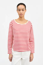 Marron Long Sleeve Tee in Off White/Red Stripe