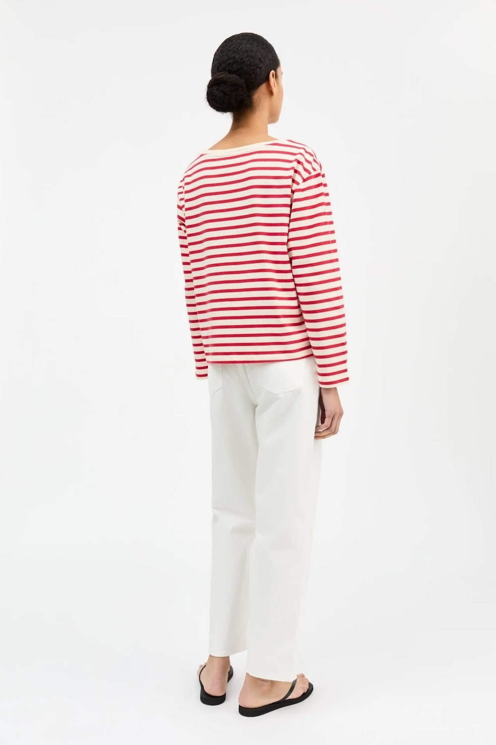 Marron Long Sleeve Tee in Off White/Red Stripe