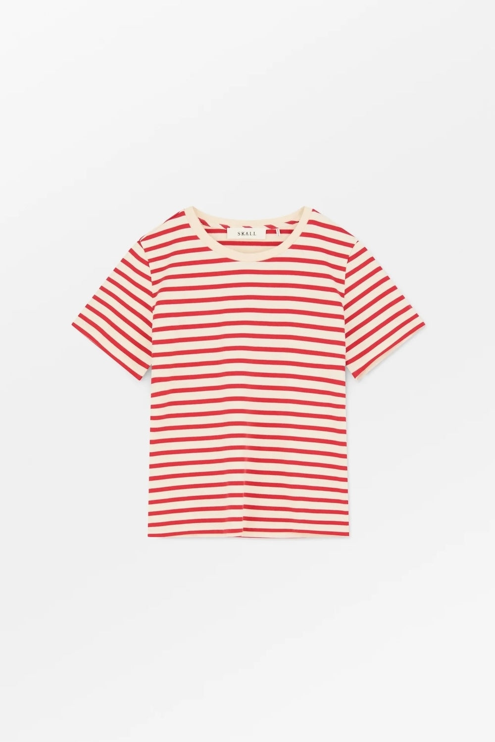 Skall Marron Regular Tee in Off White/Red Stripe