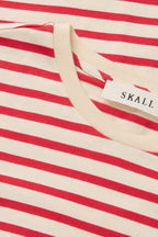 Skall Marron Regular Tee in Off White/Red Stripe