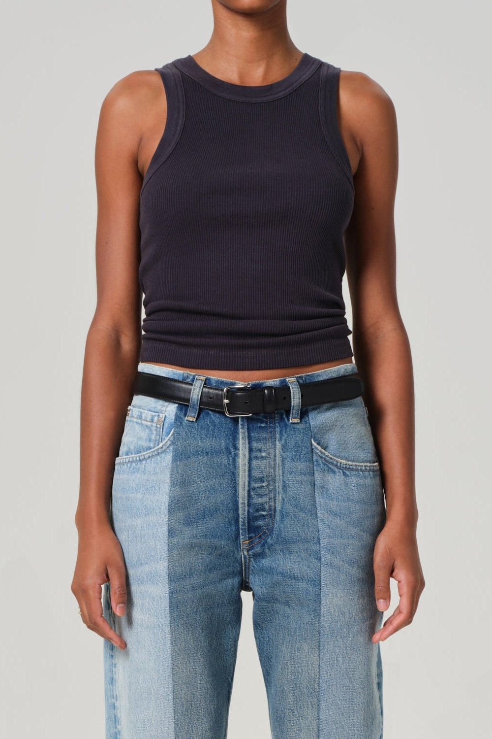 Isabel Rib Tank in Charcoal